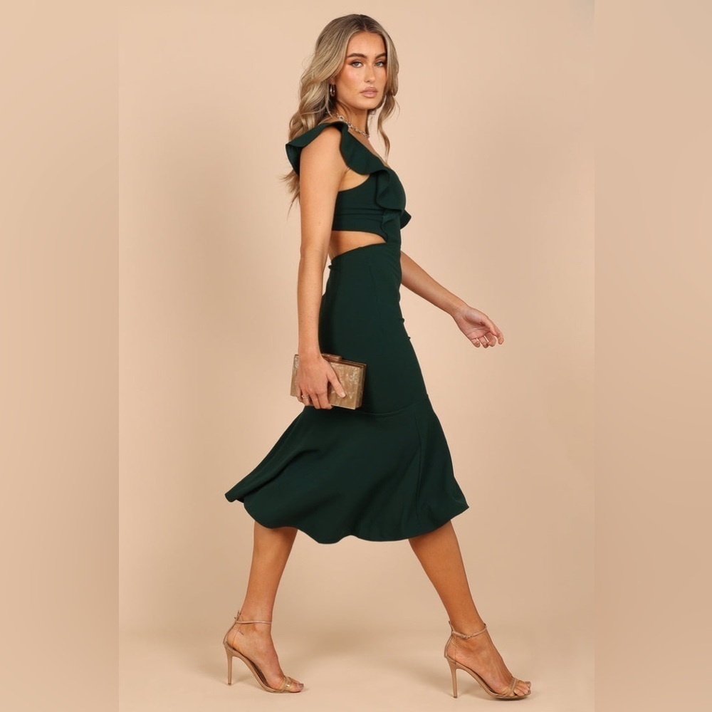 PETAL & PUP YVONNE HI LO MIDI DRESS - EMERALD S B3261 - Picture 2 of 8